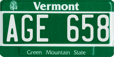 VT license plate AGE658