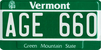 VT license plate AGE660