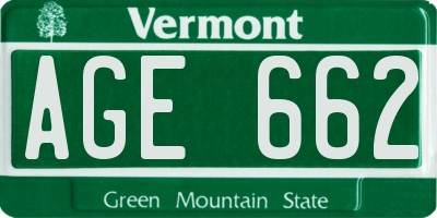 VT license plate AGE662