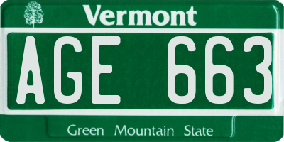 VT license plate AGE663