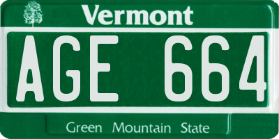 VT license plate AGE664