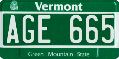 VT license plate AGE665