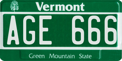 VT license plate AGE666