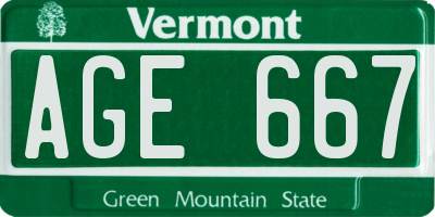 VT license plate AGE667