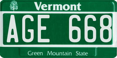 VT license plate AGE668