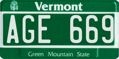 VT license plate AGE669