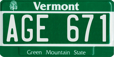 VT license plate AGE671