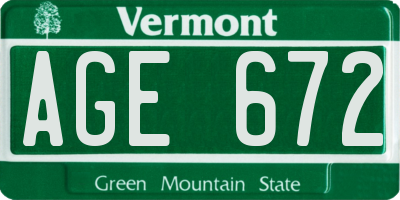 VT license plate AGE672