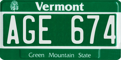 VT license plate AGE674