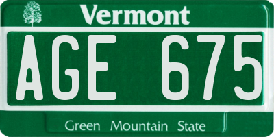 VT license plate AGE675