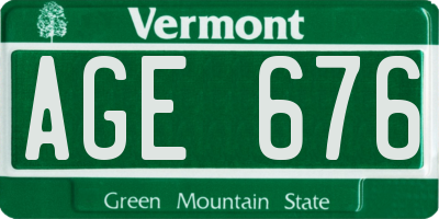VT license plate AGE676