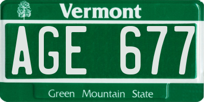 VT license plate AGE677