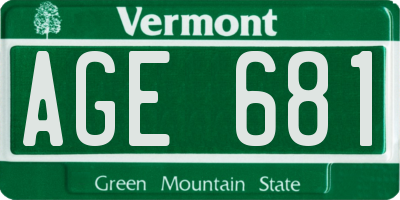 VT license plate AGE681