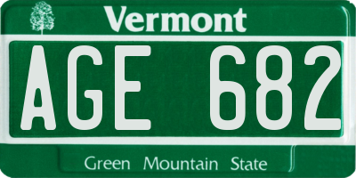 VT license plate AGE682