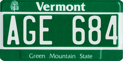 VT license plate AGE684