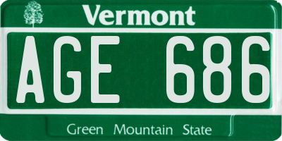 VT license plate AGE686