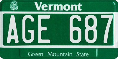 VT license plate AGE687