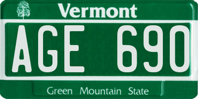 VT license plate AGE690