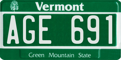 VT license plate AGE691