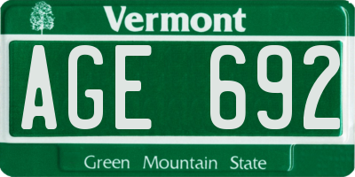 VT license plate AGE692