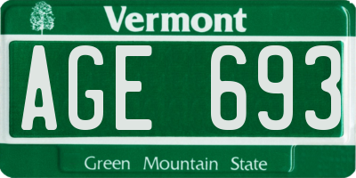 VT license plate AGE693