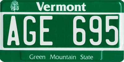 VT license plate AGE695