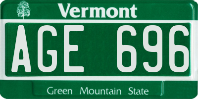 VT license plate AGE696