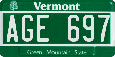 VT license plate AGE697