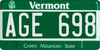 VT license plate AGE698