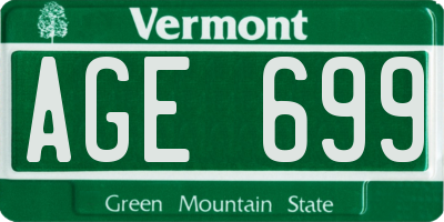 VT license plate AGE699