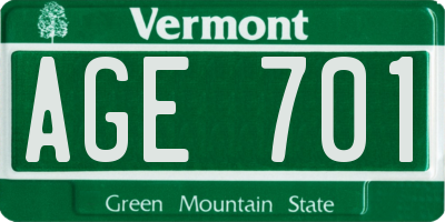 VT license plate AGE701