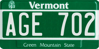 VT license plate AGE702