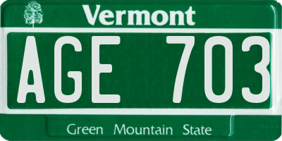 VT license plate AGE703