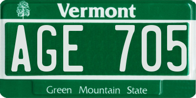 VT license plate AGE705