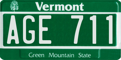 VT license plate AGE711