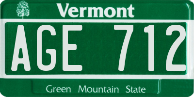VT license plate AGE712