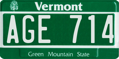 VT license plate AGE714