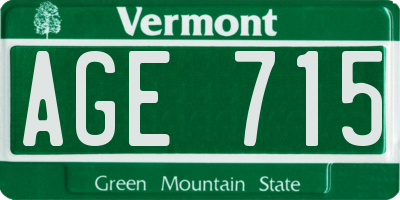 VT license plate AGE715