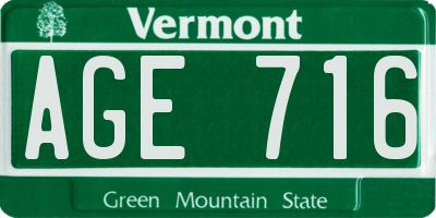 VT license plate AGE716