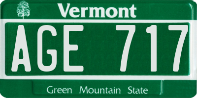 VT license plate AGE717