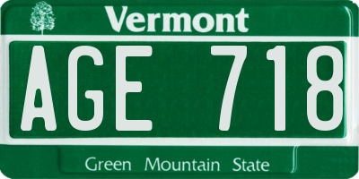 VT license plate AGE718