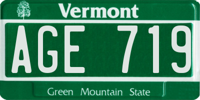VT license plate AGE719