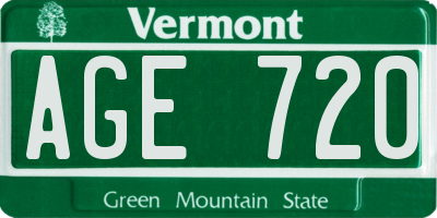 VT license plate AGE720