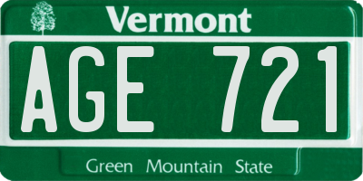 VT license plate AGE721