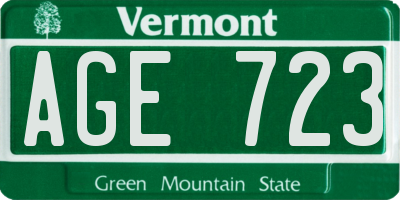 VT license plate AGE723