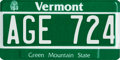 VT license plate AGE724