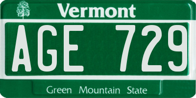VT license plate AGE729