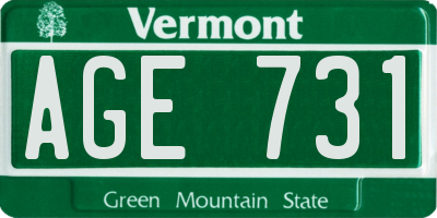 VT license plate AGE731