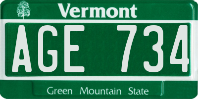 VT license plate AGE734