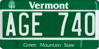 VT license plate AGE740